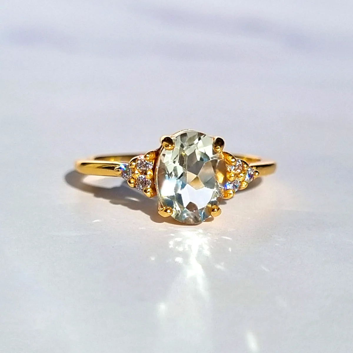 Green Amethyst Ring in 18k Gold Vermeil - SJR London Timepiece