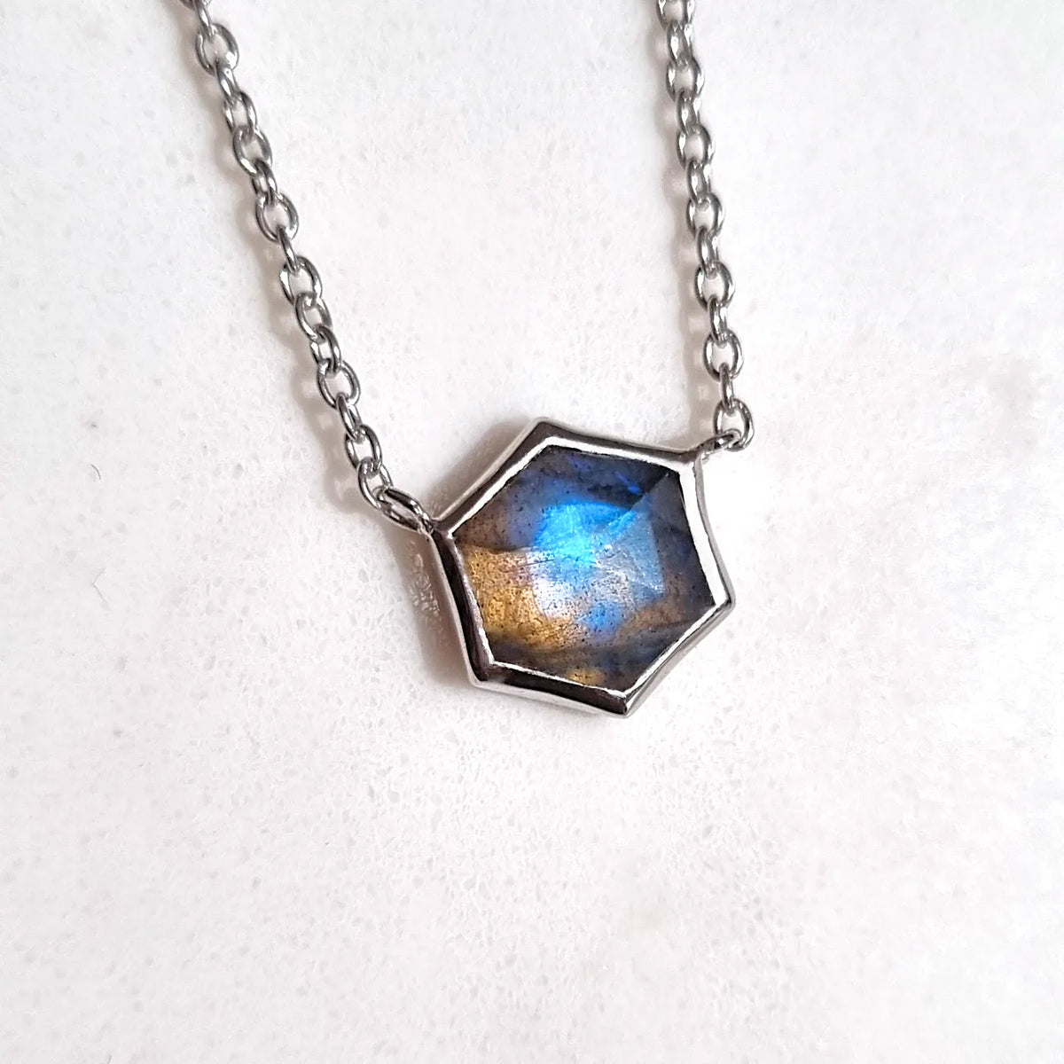 Labradorite Necklace in Sterling Silver - SJR London Timepiece