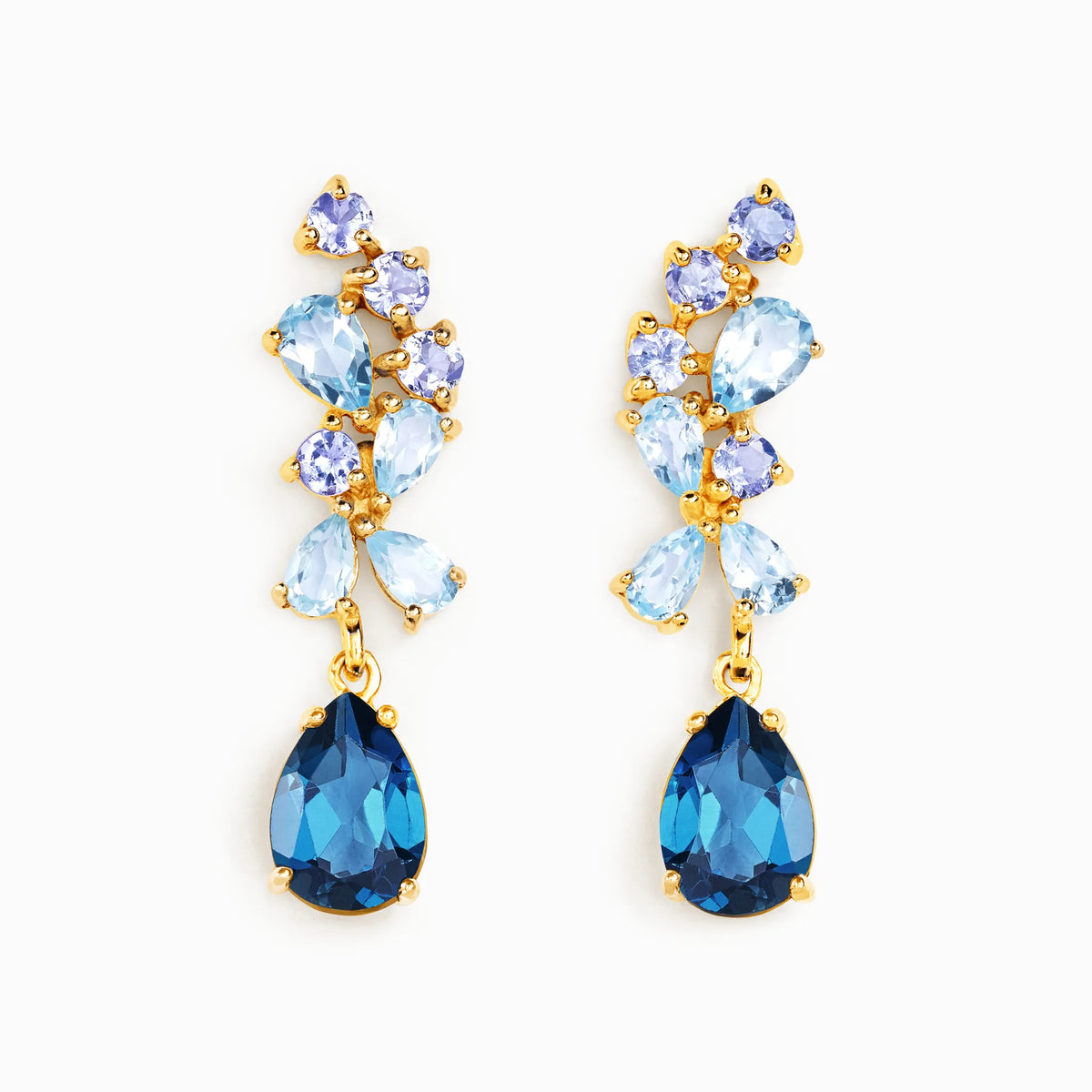Blue Gemstone Drop Earrings in 18k Gold Vermeil - SJR London Timepiece