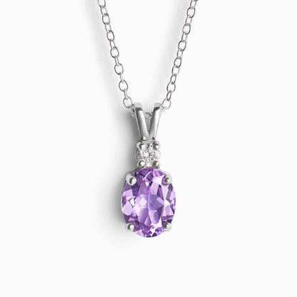 Lavender Amethyst Pendant Necklace in Sterling Silver - SJR London Timepiece