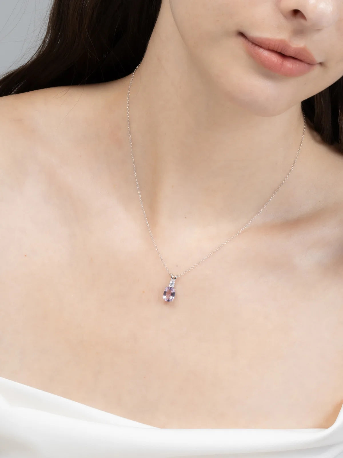 Lavender Amethyst Pendant Necklace in Sterling Silver - SJR London Timepiece