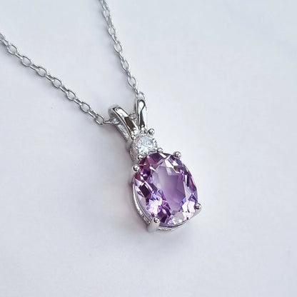 Lavender Amethyst Pendant Necklace in Sterling Silver - SJR London Timepiece