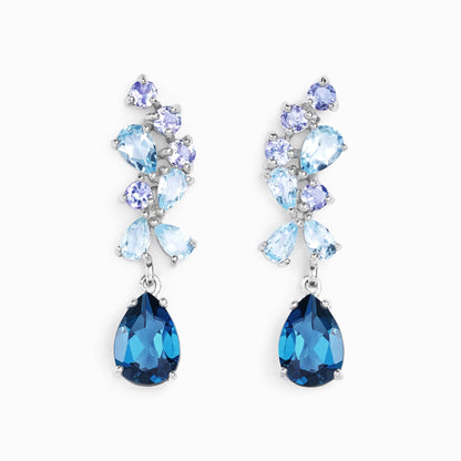 Blue Gemstone Drop Earrings in Sterling Silver - SJR London Timepiece