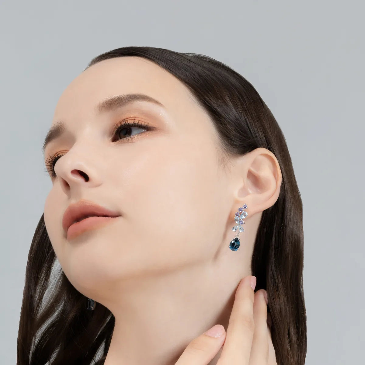 Blue Gemstone Drop Earrings in Sterling Silver - SJR London Timepiece
