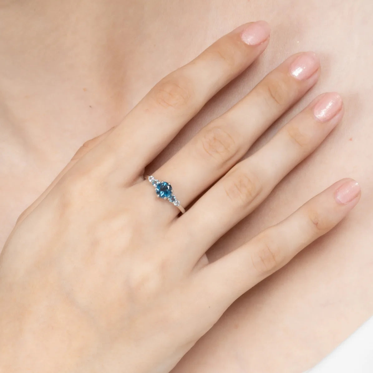 Ombre Blue Topaz Five Stone Ring in Sterling Silver - SJR London Timepiece