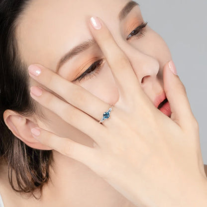 Ombre Blue Topaz Five Stone Ring in Sterling Silver - SJR London Timepiece