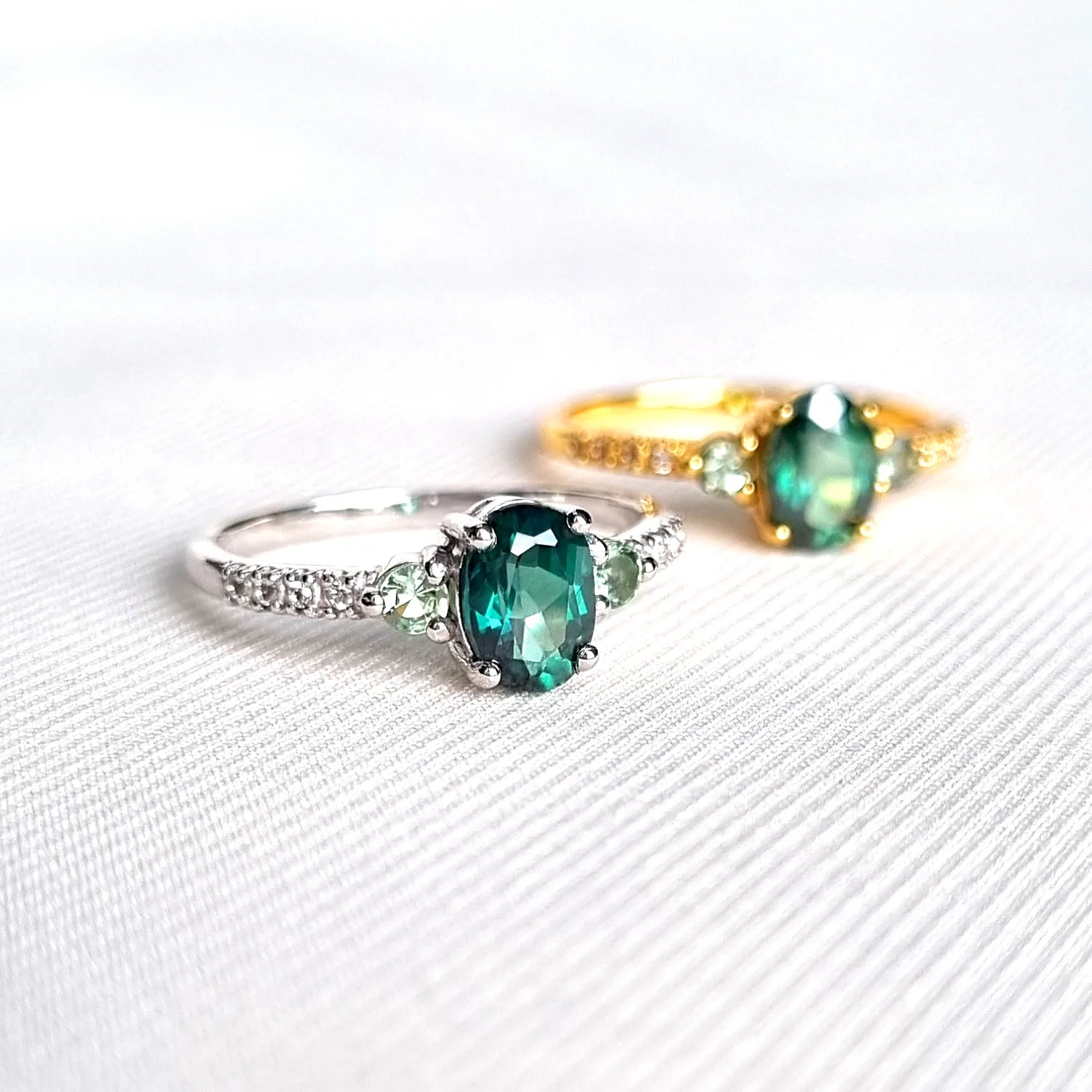 Green Topaz and Green Tourmaline Ring in Sterling Silver - SJR London Timepiece