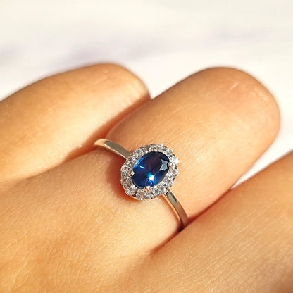 Blue Sapphire Ring in Sterling Silver - SJR London Timepiece