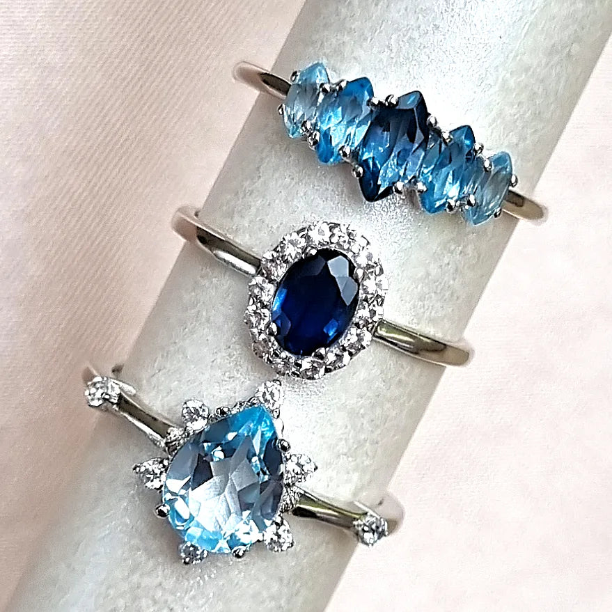 Blue Sapphire Ring in Sterling Silver - SJR London Timepiece
