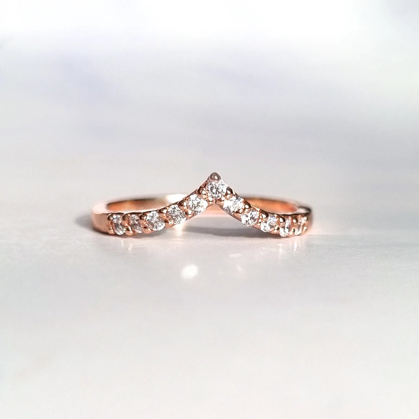Wishbone Curved Eternity Ring in 18k Rose Gold Vermeil - SJR London Timepiece