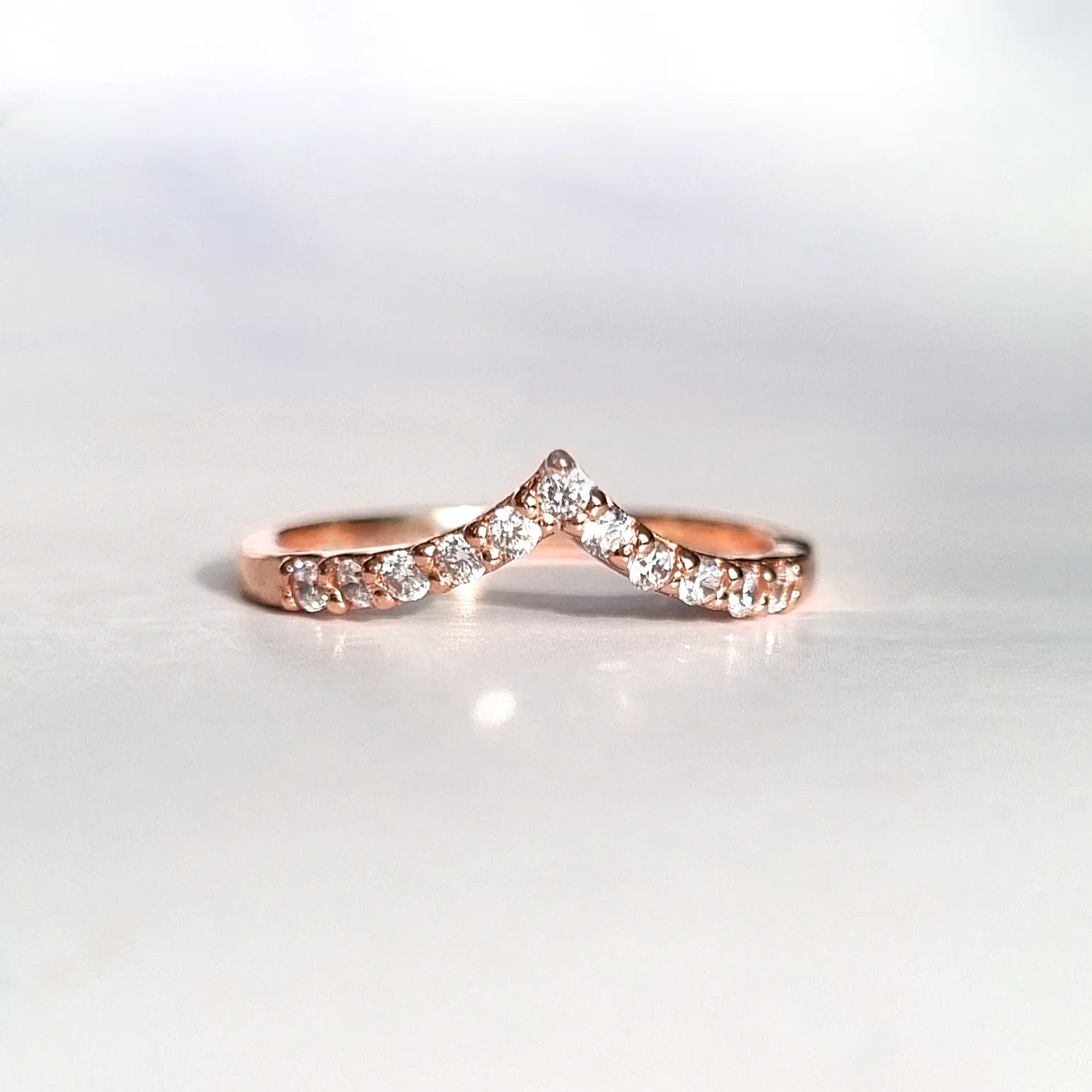 Wishbone Curved Eternity Ring in 18k Rose Gold Vermeil - SJR London Timepiece