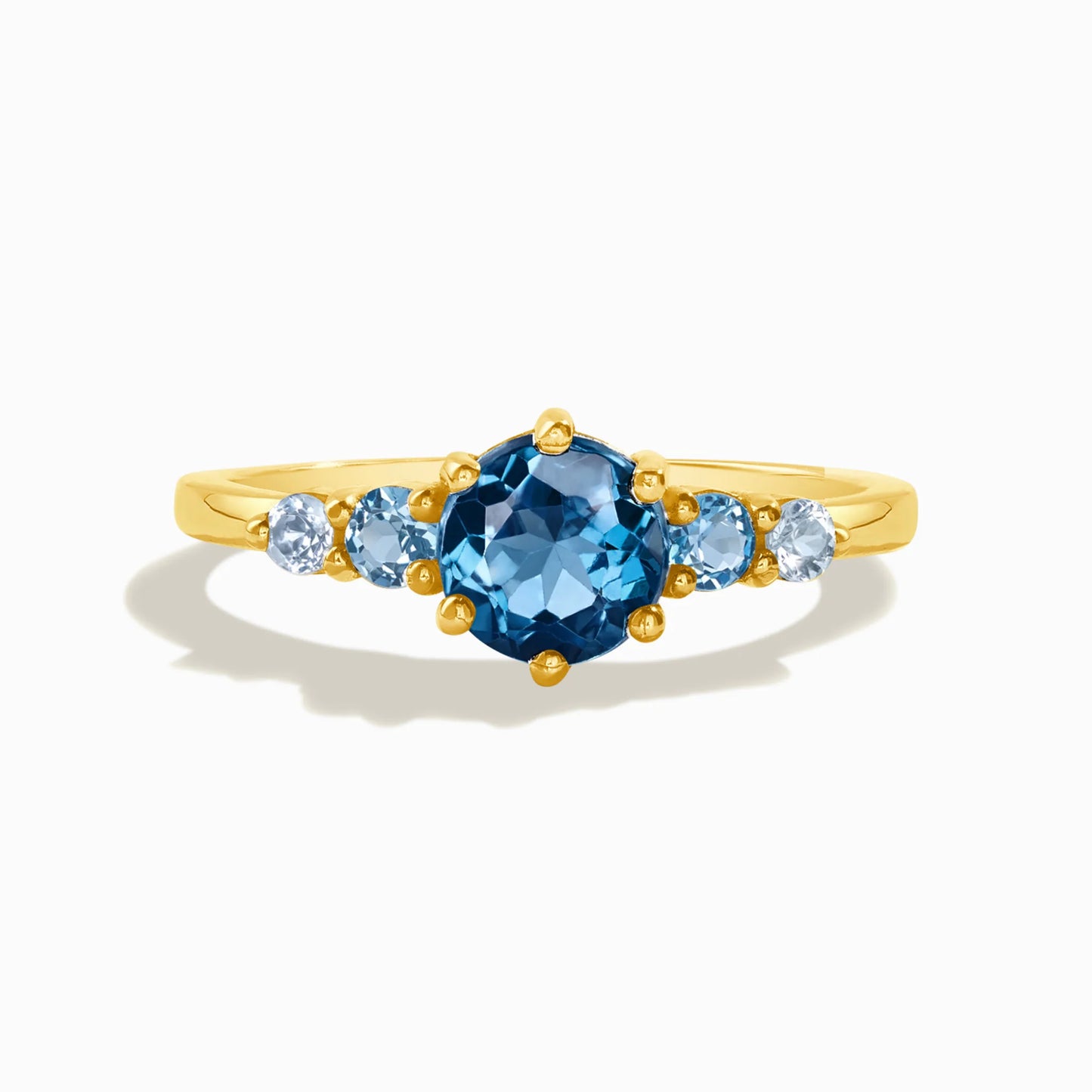 Ombre Blue Topaz Five Stone Ring in 18k Gold Vermeil - SJR London Timepiece