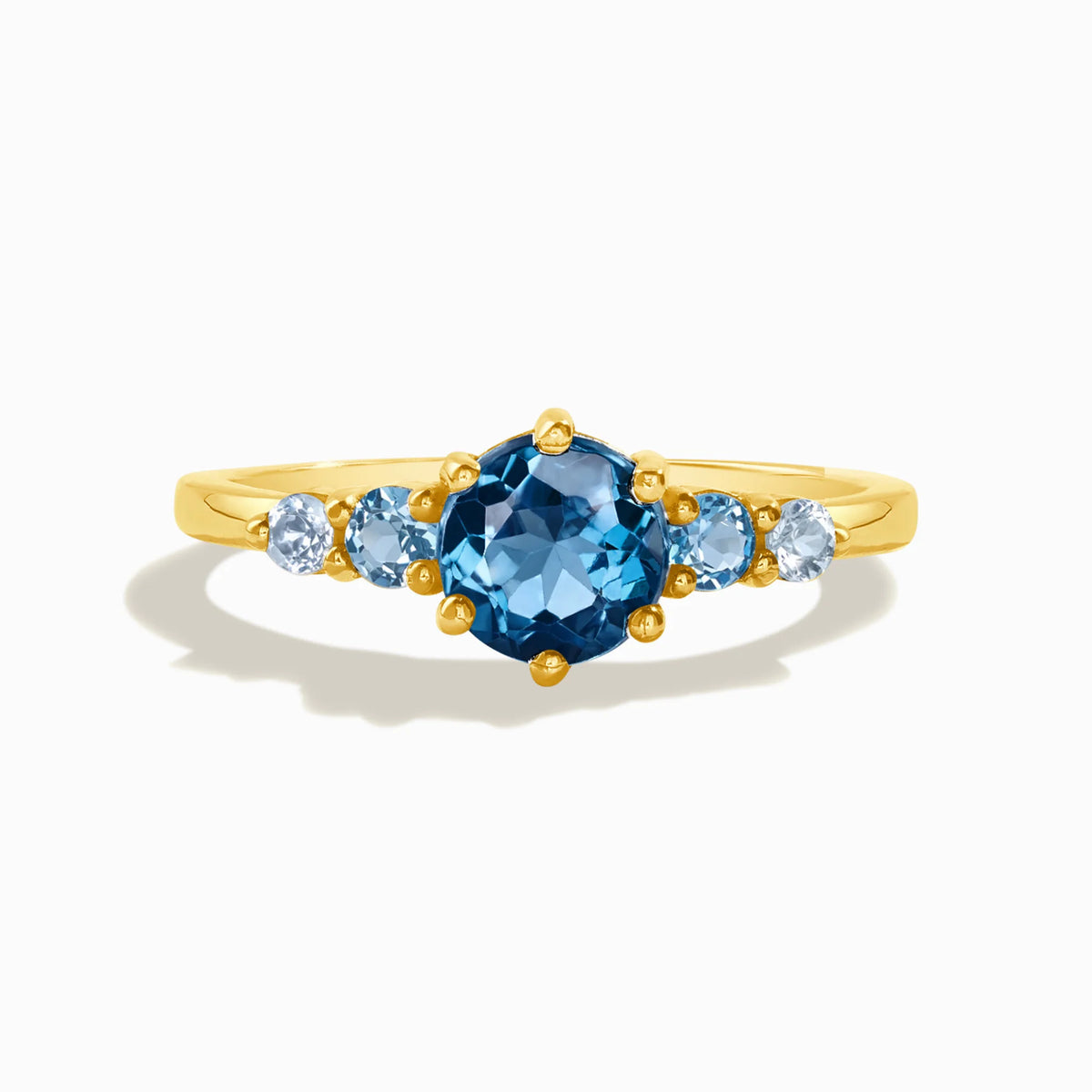 Ombre Blue Topaz Five Stone Ring in 18k Gold Vermeil - SJR London Timepiece