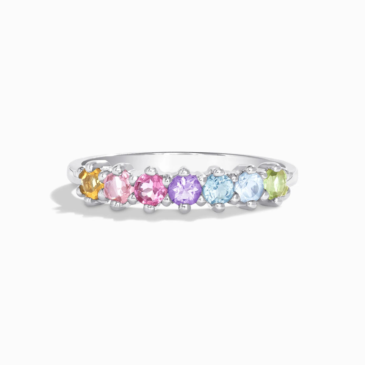Pastel Rainbow Gemstone Eternity Ring in Sterling Silver - SJR London Timepiece