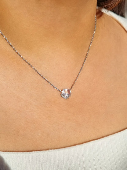 Aria Rose Quartz Necklace in Sterling Silver - SJR London Timepiece