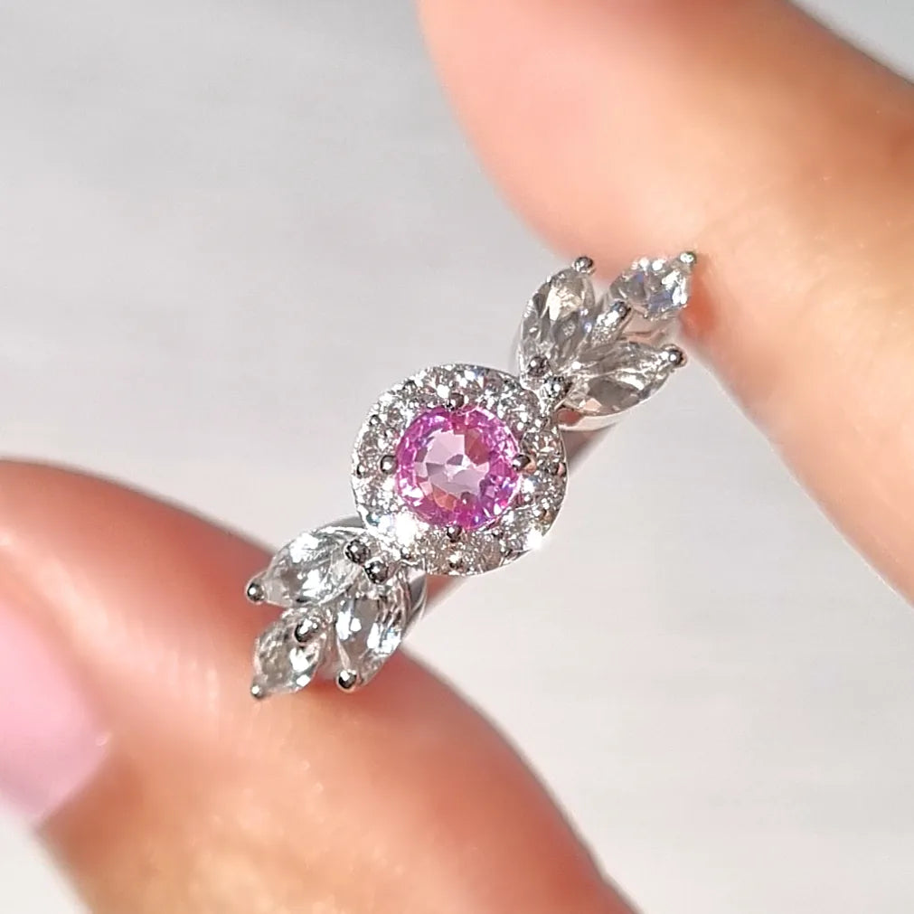 Aurelia Pink Sapphire Ring in Sterling Silver - SJR London Timepiece