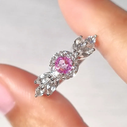 Aurelia Pink Sapphire Ring in Sterling Silver - SJR London Timepiece