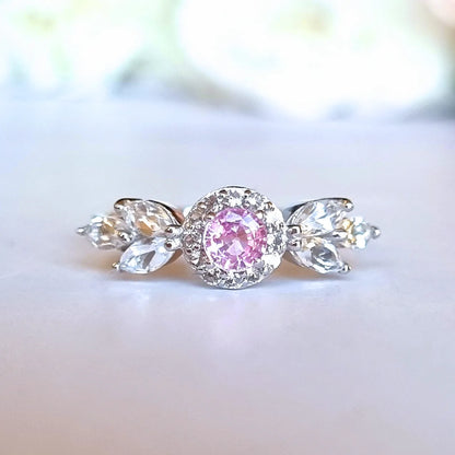 Aurelia Pink Sapphire Ring in Sterling Silver - SJR London Timepiece