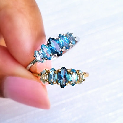 Ombre Blue Topaz Ring in Sterling Silver - SJR London Timepiece