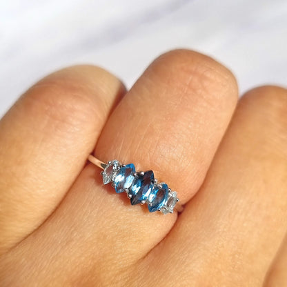Ombre Blue Topaz Ring in Sterling Silver - SJR London Timepiece