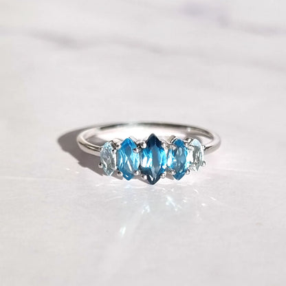 Ombre Blue Topaz Ring in Sterling Silver - SJR London Timepiece