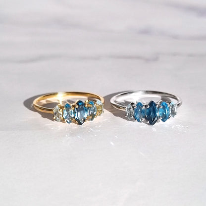 Ombre Blue Topaz Ring in Sterling Silver - SJR London Timepiece