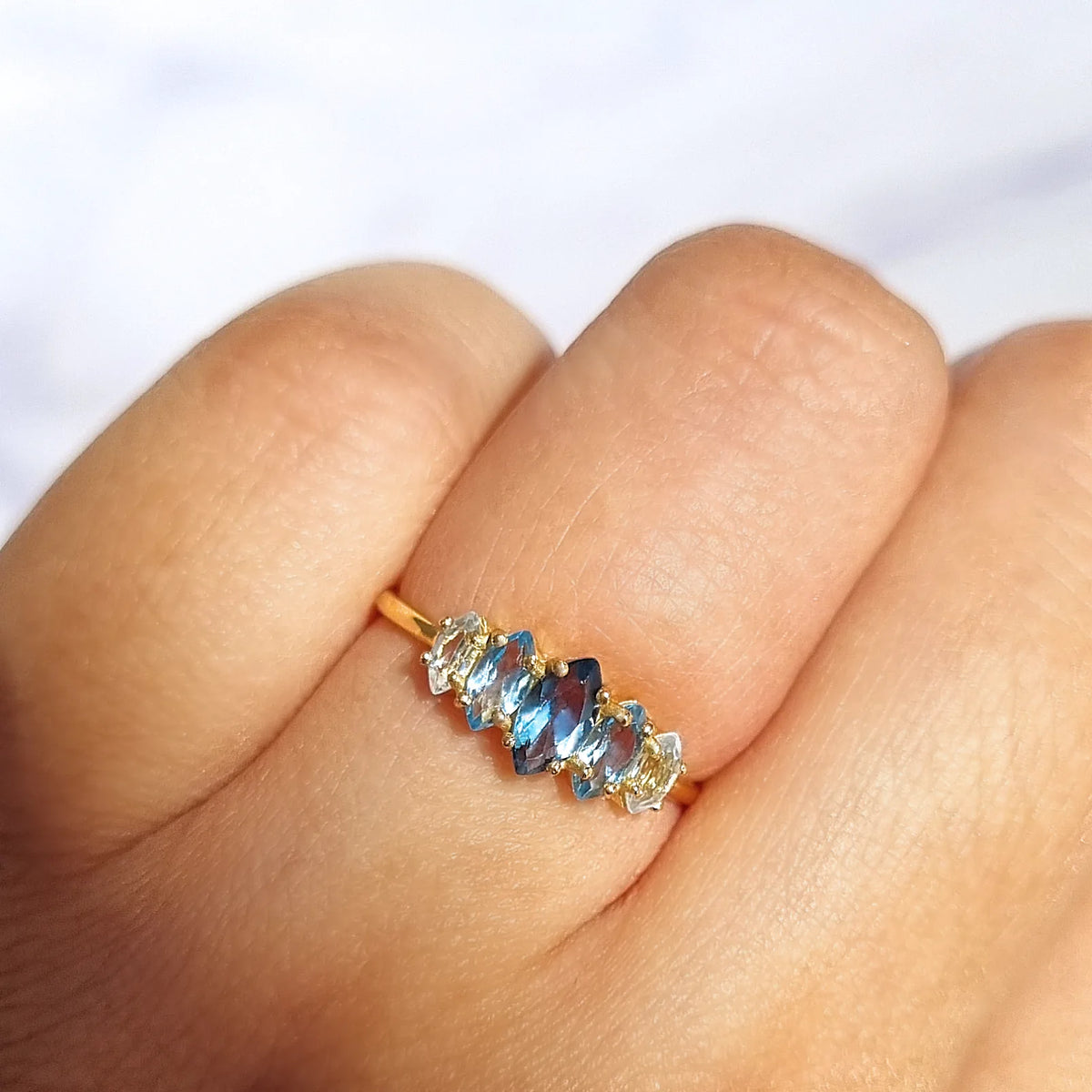 Ombre Blue Topaz Ring in 18k Gold Vermeil - SJR London Timepiece