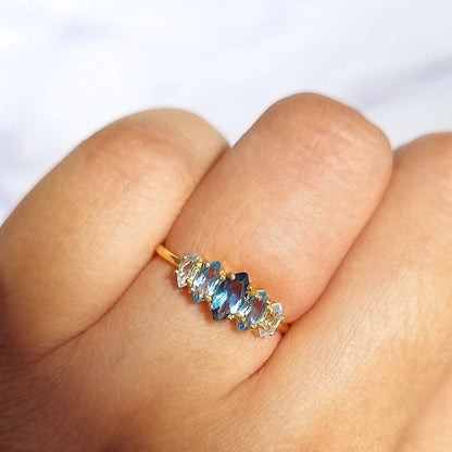 Ombre Blue Topaz Ring in 18k Gold Vermeil - SJR London Timepiece
