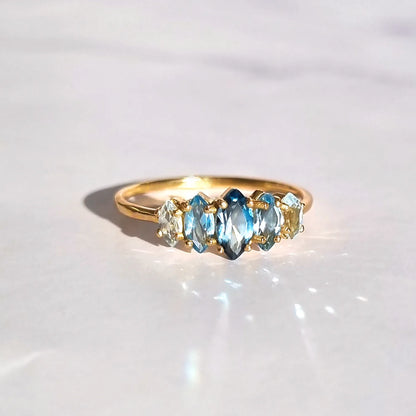 Ombre Blue Topaz Ring in 18k Gold Vermeil - SJR London Timepiece
