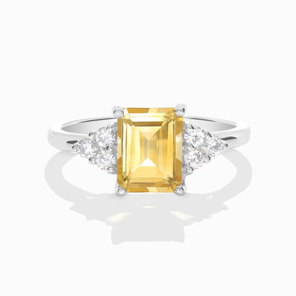 Citrine Emerald Cut Ring in Sterling Silver - SJR London Timepiece