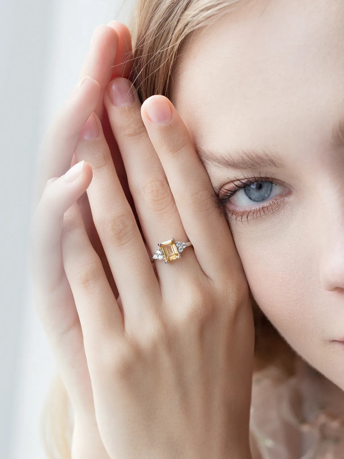 Citrine Emerald Cut Ring in Sterling Silver - SJR London Timepiece