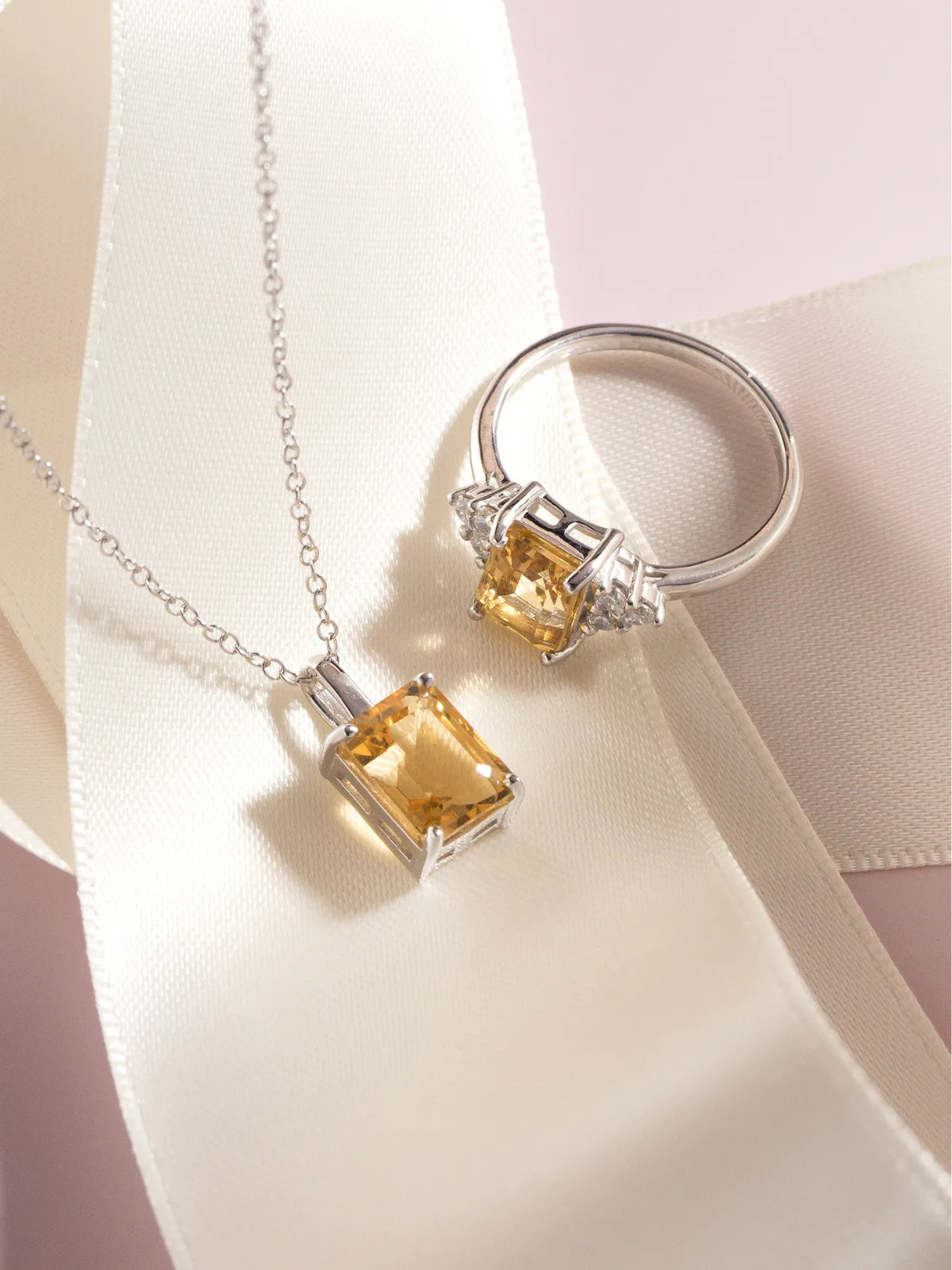 Citrine Emerald Cut Ring in Sterling Silver - SJR London Timepiece
