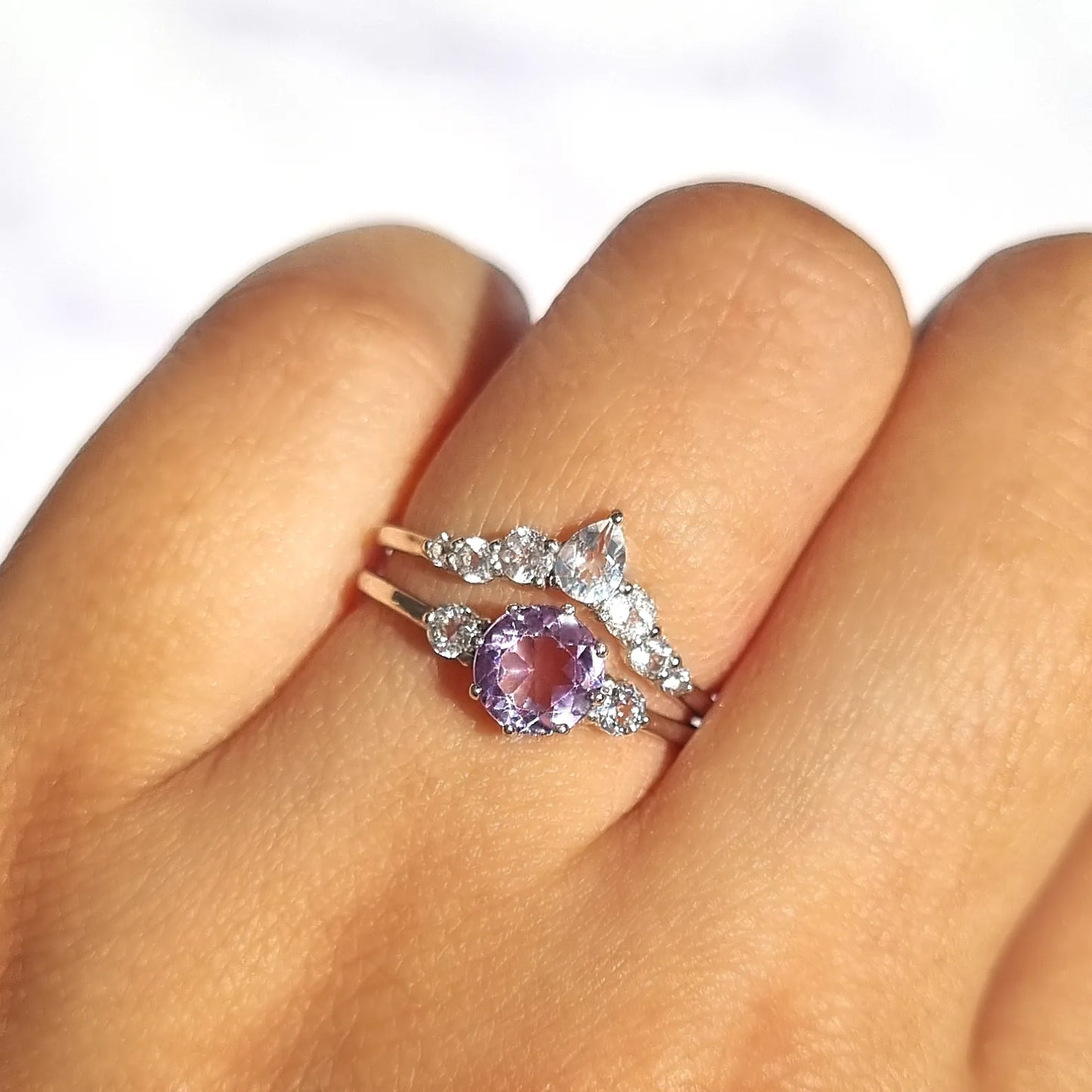 Selene Lavender Amethyst Ring Set in Sterling Silver - SJR London Timepiece
