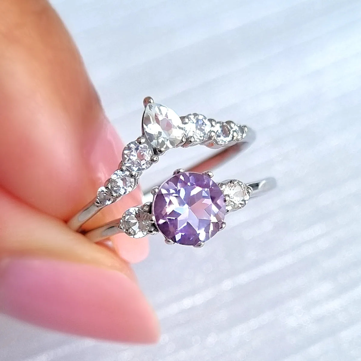Selene Lavender Amethyst Ring Set in Sterling Silver - SJR London Timepiece