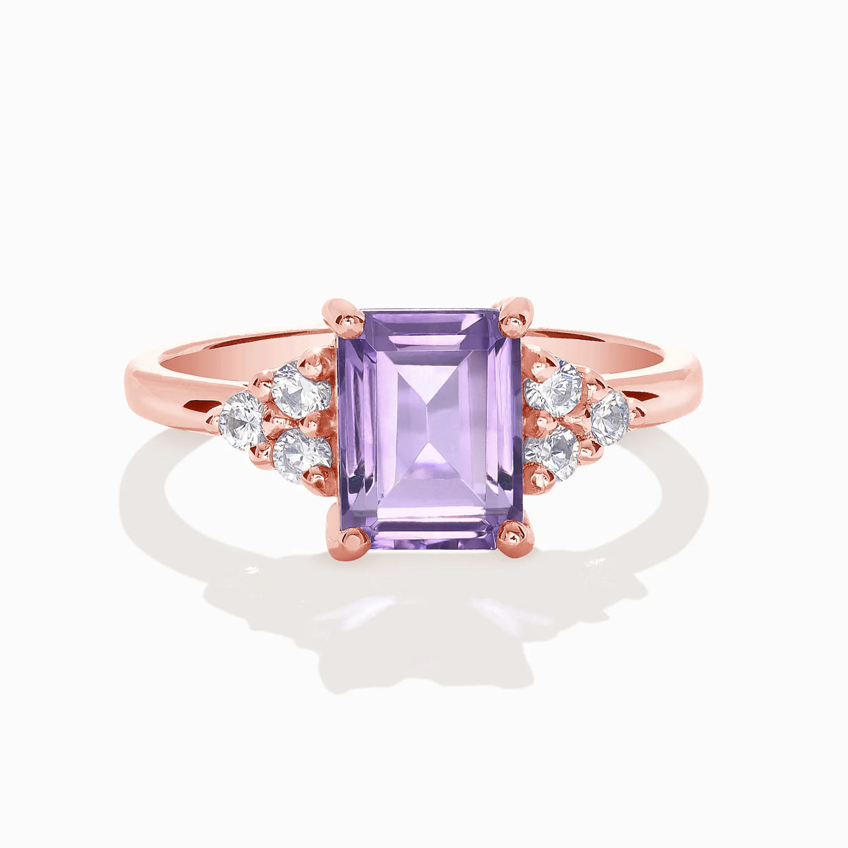 Lavender Amethyst Emerald Cut Ring in 18k Rose Gold Vermeil - SJR London Timepiece