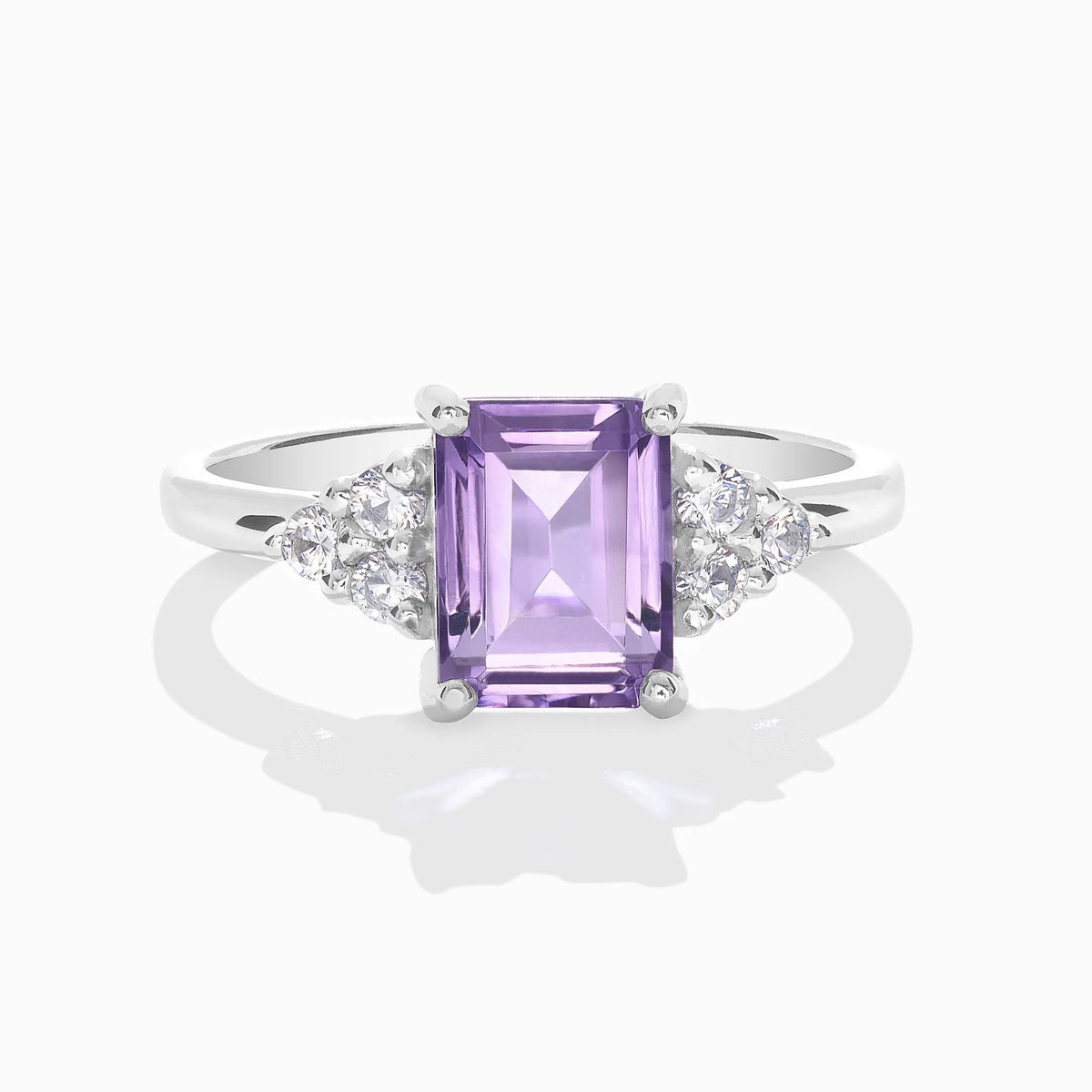 Lavender Amethyst Emerald Cut Ring in Sterling Silver - SJR London Timepiece