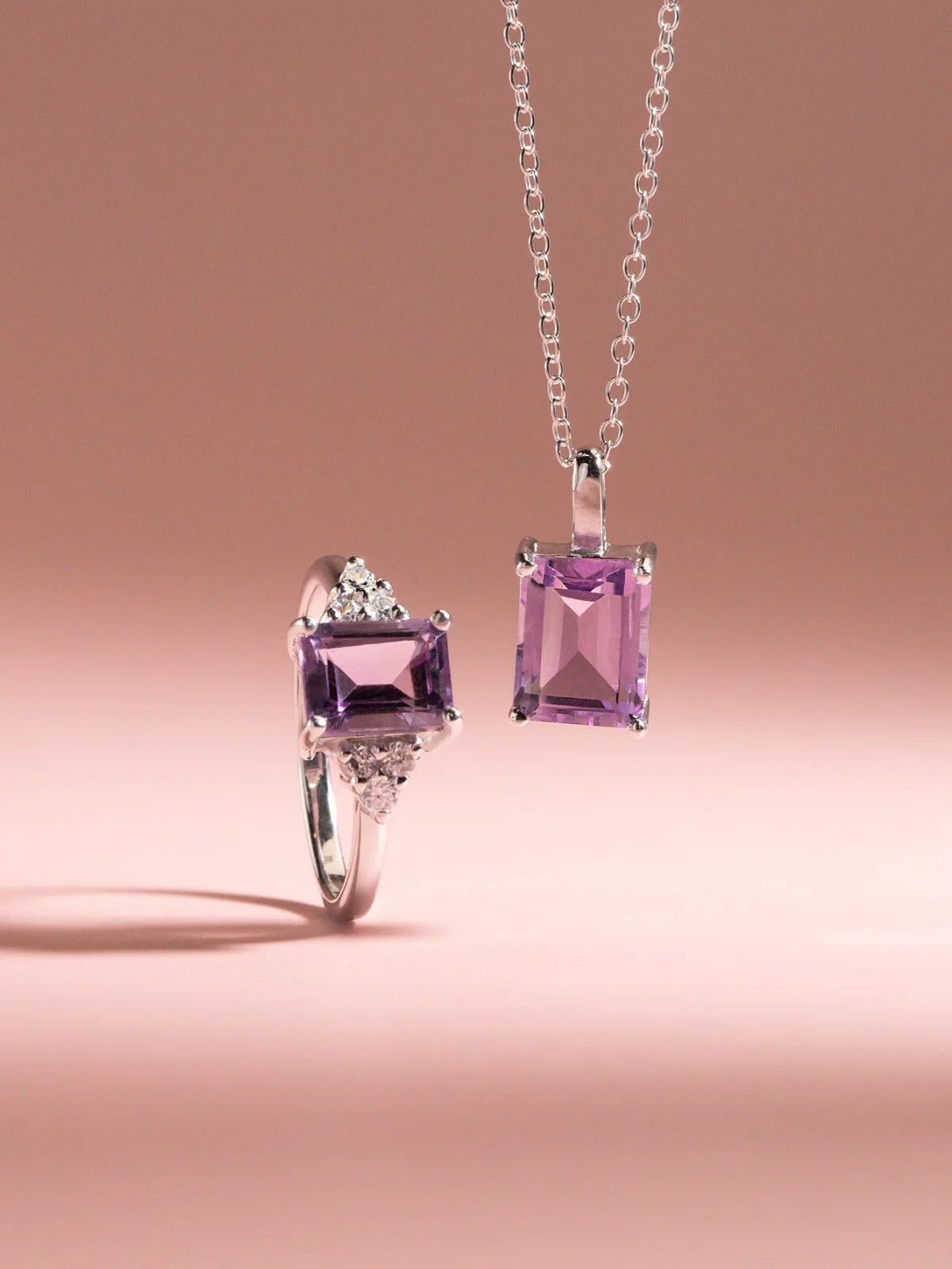 Lavender Amethyst Emerald Cut Ring in Sterling Silver - SJR London Timepiece