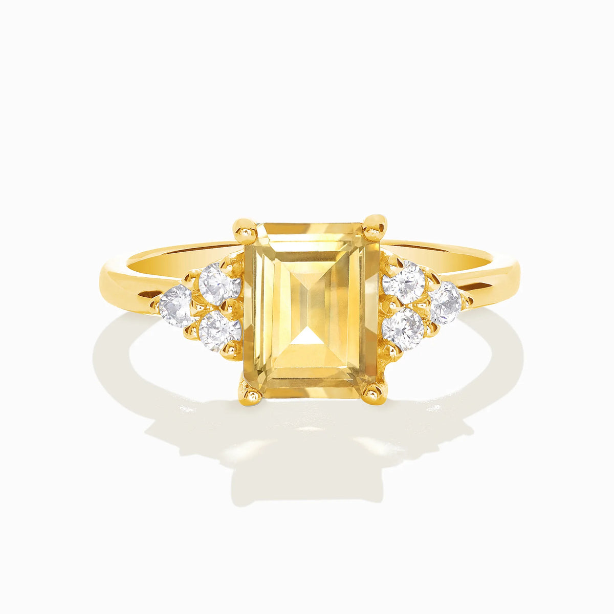 Citrine Emerald Cut Ring in 18k Gold Vermeil - SJR London Timepiece