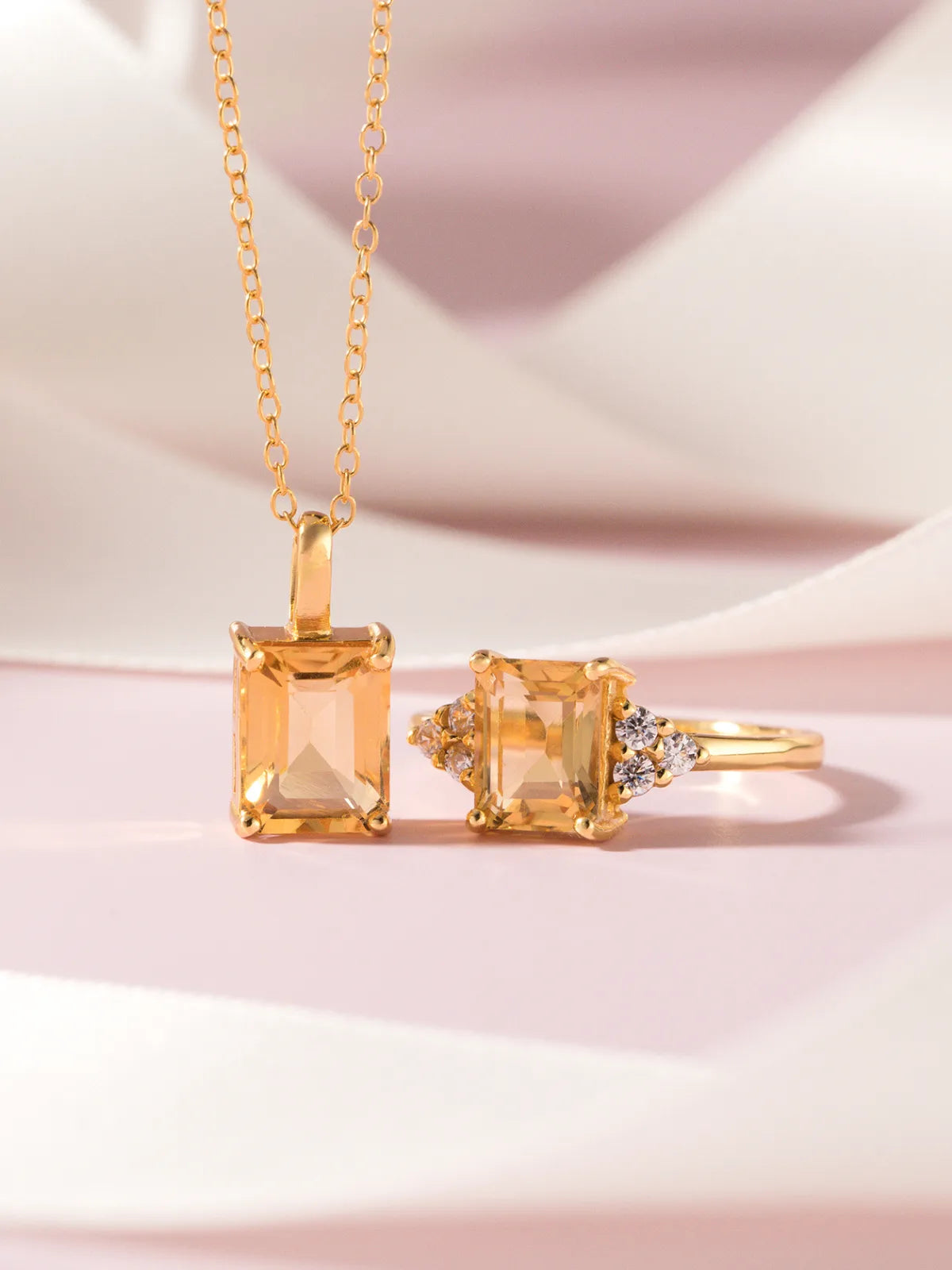Citrine Emerald Cut Ring in 18k Gold Vermeil - SJR London Timepiece