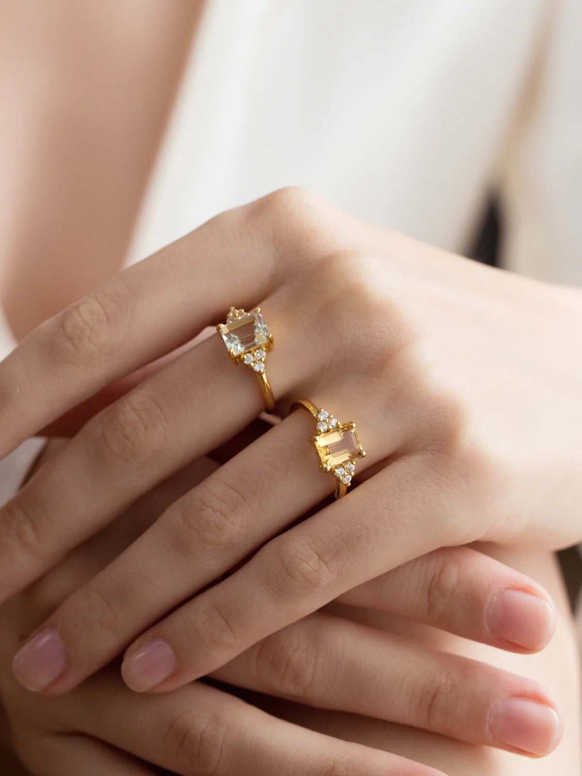 Citrine Emerald Cut Ring in 18k Gold Vermeil - SJR London Timepiece