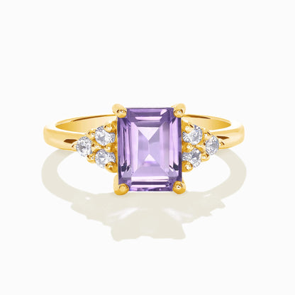 Lavender Amethyst Emerald Cut Ring in 18k Gold Vermeil - SJR London Timepiece