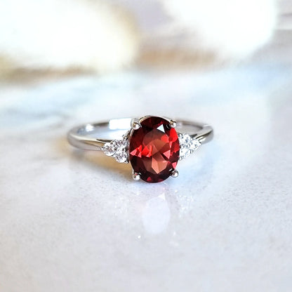 Garnet Ring in Sterling Silver - SJR London Timepiece