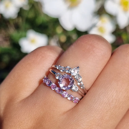 Pink Sapphire & Pink Amethyst Half Eternity Band in Sterling Silver - SJR London Timepiece