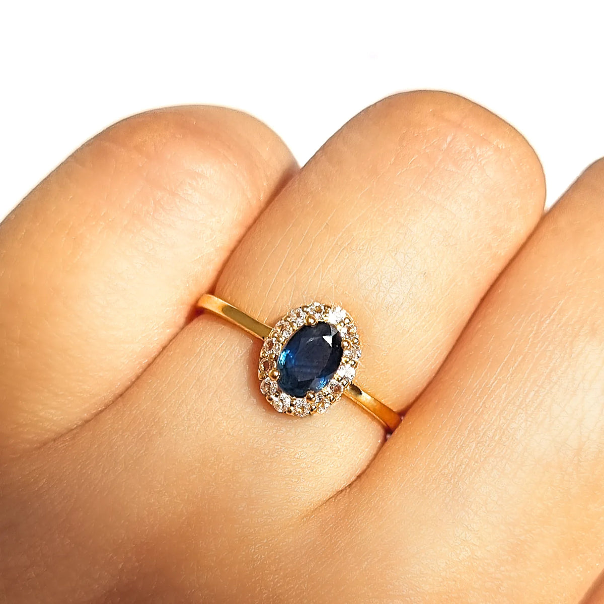 Blue Sapphire Ring in 18k Gold Vermeil - SJR London Timepiece