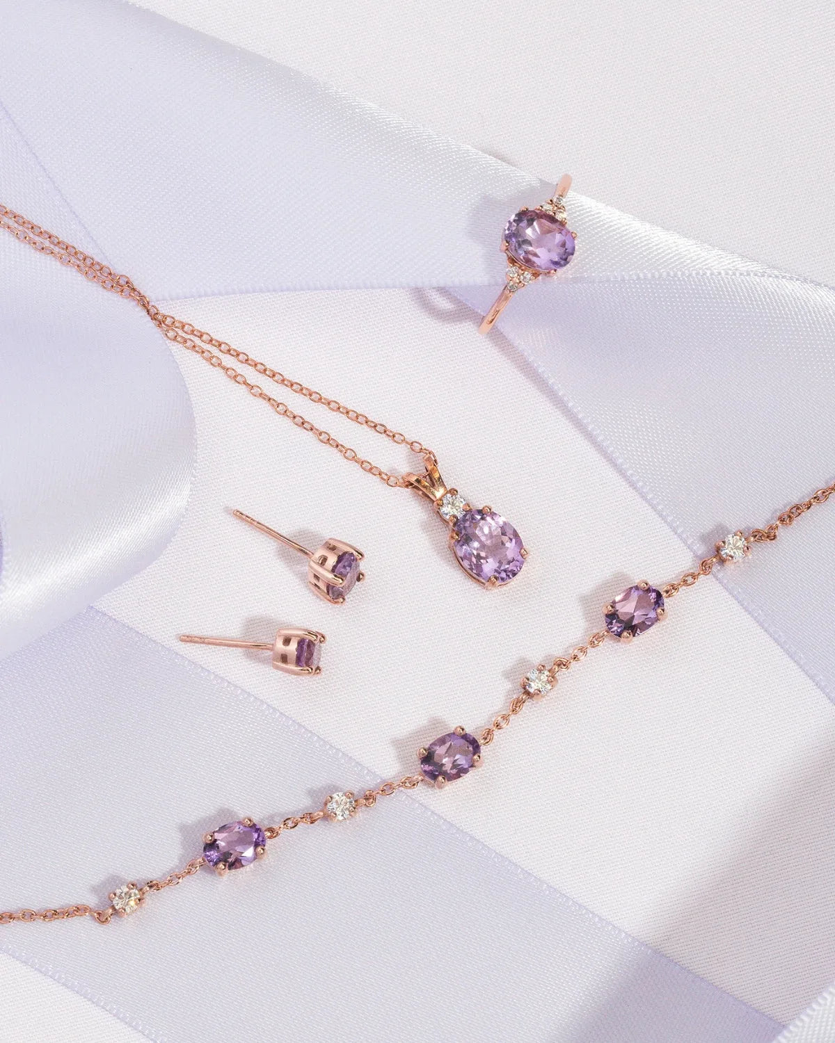 Amethyst Pendant Necklace in 18k Rose Gold Vermeil - SJR London Timepiece