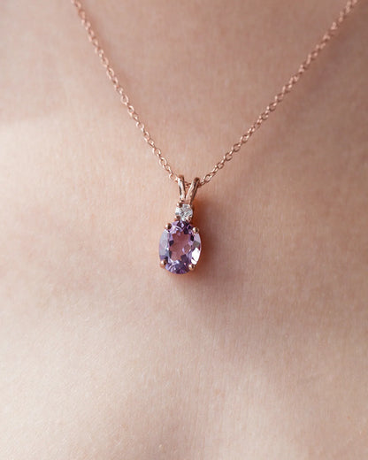 Amethyst Pendant Necklace in 18k Rose Gold Vermeil - SJR London Timepiece