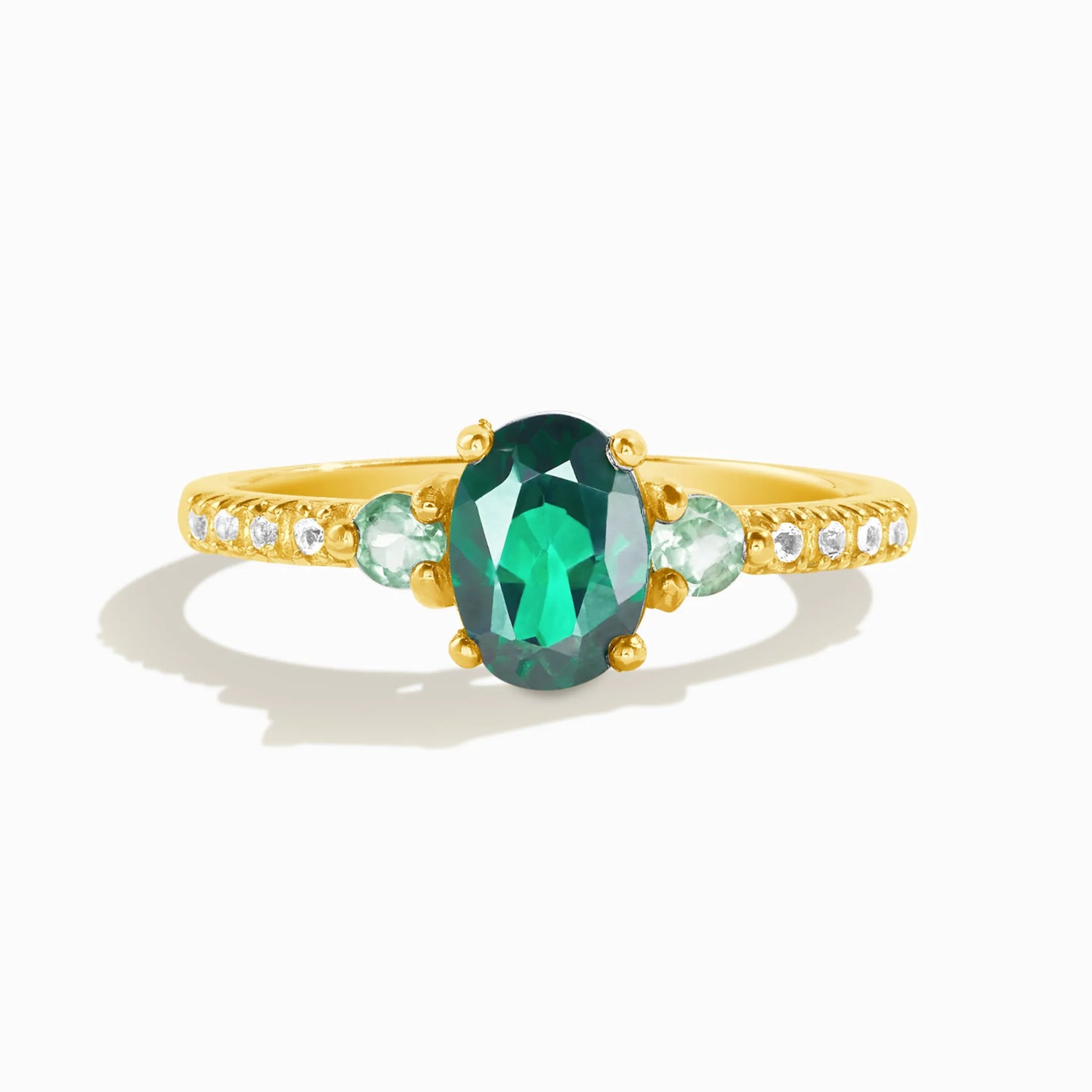 Green Topaz and Green Tourmaline Ring in 18k Gold Vermeil - SJR London Timepiece