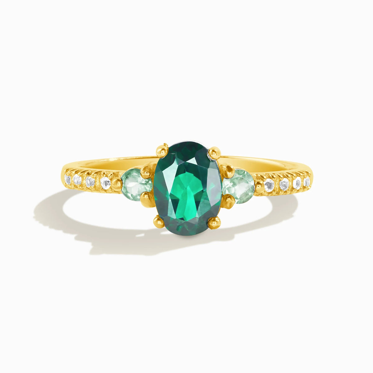 Green Topaz and Green Tourmaline Ring in 18k Gold Vermeil - SJR London Timepiece