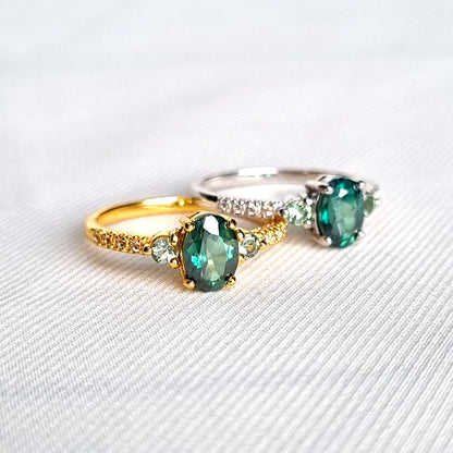 Green Topaz and Green Tourmaline Ring in 18k Gold Vermeil - SJR London Timepiece