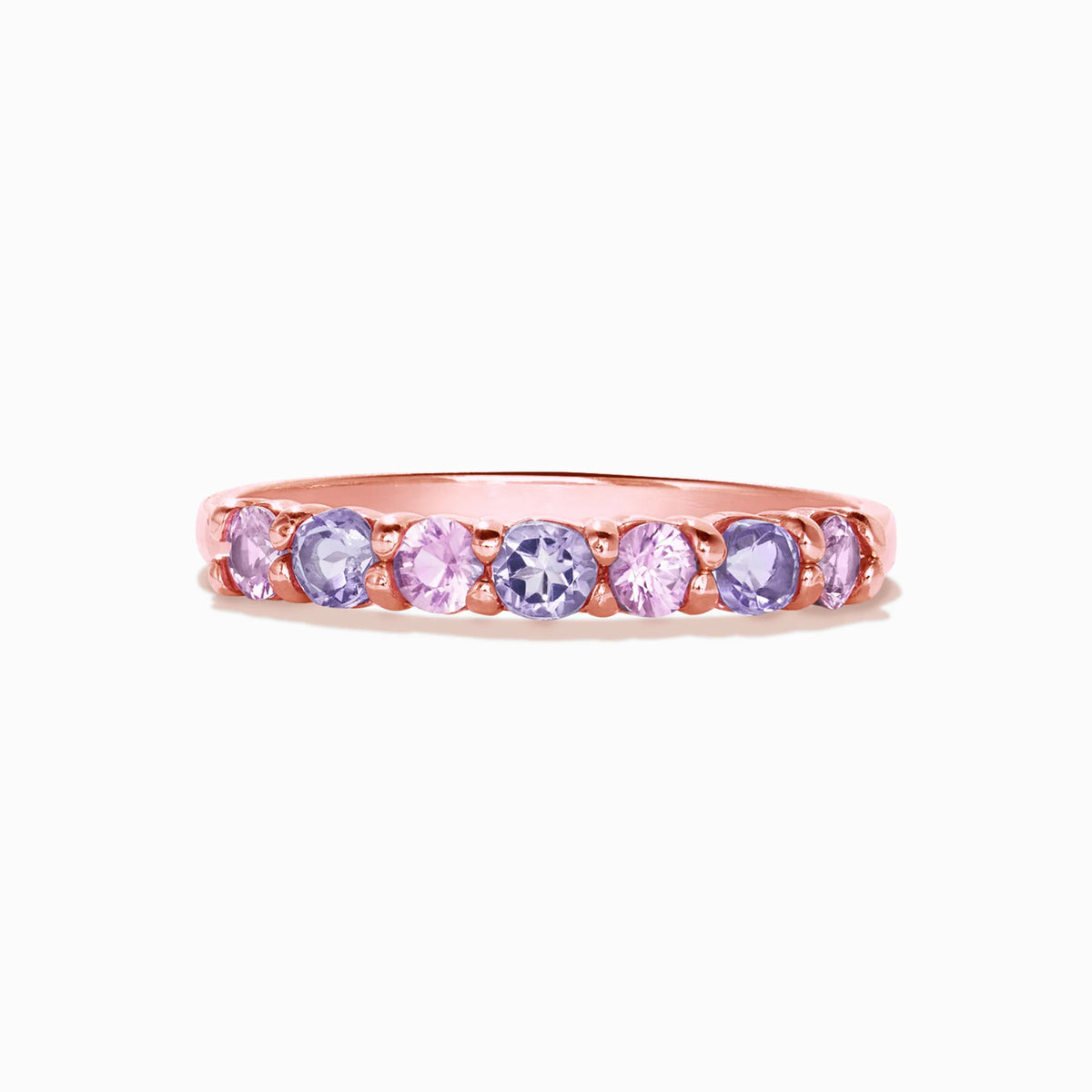 Pink Sapphire & Pink Amethyst Half Eternity Band in 18K Rose Gold Vermeil - SJR London Timepiece